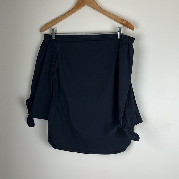 Boston Proper Woman’s Top XS Off the Shoulder 3/4 Sleeve Tie Bottom Slit Side - Picture 7 of 7